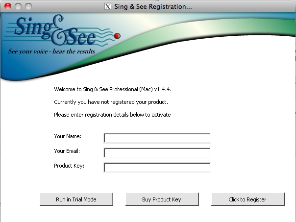 Registration screen